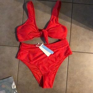Super cute red high wasted bikini